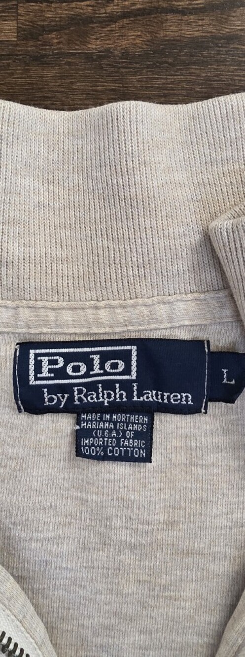 Polo Ralph Lauren Men’s L Quarter Zip Cotton Pullover Cream Size L - Picture 6 of 10